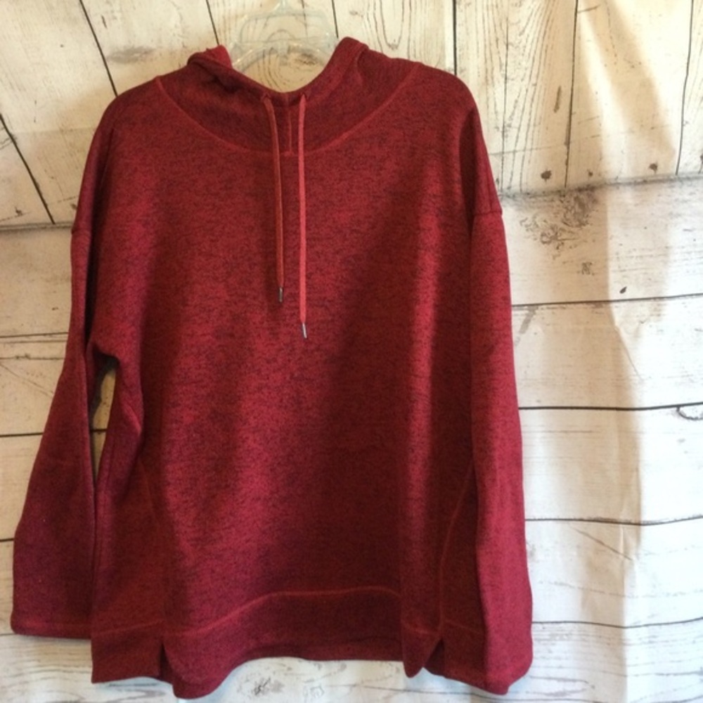 Womens St John’s Bay Active Wear Red Hooded Sweater Sweatshirt Size XL